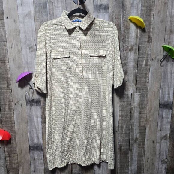J. McLaughlin Yellow Printed Shirt Dress - Picture 1 of 5